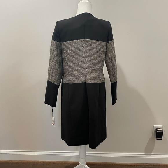 Calvin Klein Open Front Long Topper Coat with Metallic Detail. - Picture 6 of 9